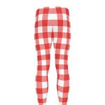Red And White Buffalo Check Print Men's leggings