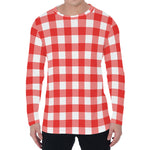 Red And White Buffalo Check Print Men's Long Sleeve T-Shirt