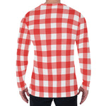 Red And White Buffalo Check Print Men's Long Sleeve T-Shirt