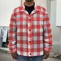 Red And White Buffalo Check Print Men's Shirt Jacket