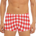 Red And White Buffalo Check Print Men's Short Boxer Briefs