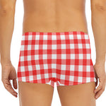 Red And White Buffalo Check Print Men's Short Boxer Briefs