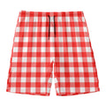 Red And White Buffalo Check Print Men's Swim Trunks