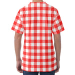 Red And White Buffalo Check Print Men's Velvet T-Shirt