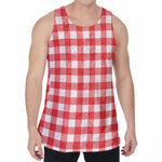 Red And White Buffalo Check Print Men's Velvet Tank Top