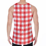 Red And White Buffalo Check Print Men's Velvet Tank Top