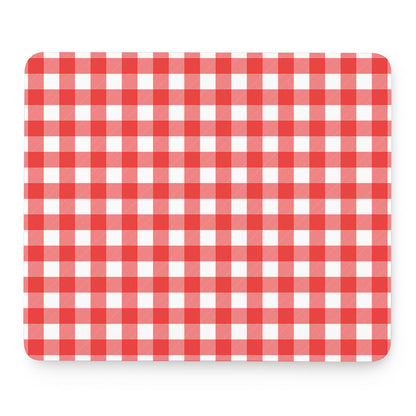 Red And White Buffalo Check Print Mouse Pad