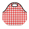 Red And White Buffalo Check Print Neoprene Lunch Bag