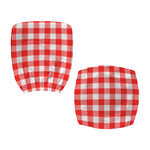 Red And White Buffalo Check Print Office Chair Cover