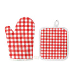 Red And White Buffalo Check Print Oven Mitt And Pot Holder Set