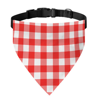 Red And White Buffalo Check Print Over The Collar Dog Bandana