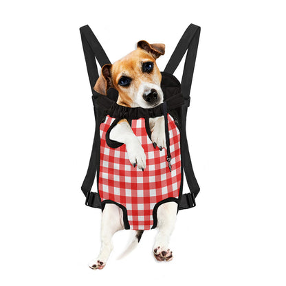 Red And White Buffalo Check Print Pet Carrier Backpack