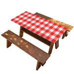 Red And White Buffalo Check Print Picnic Table Cover