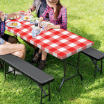 Red And White Buffalo Check Print Picnic Table Cover
