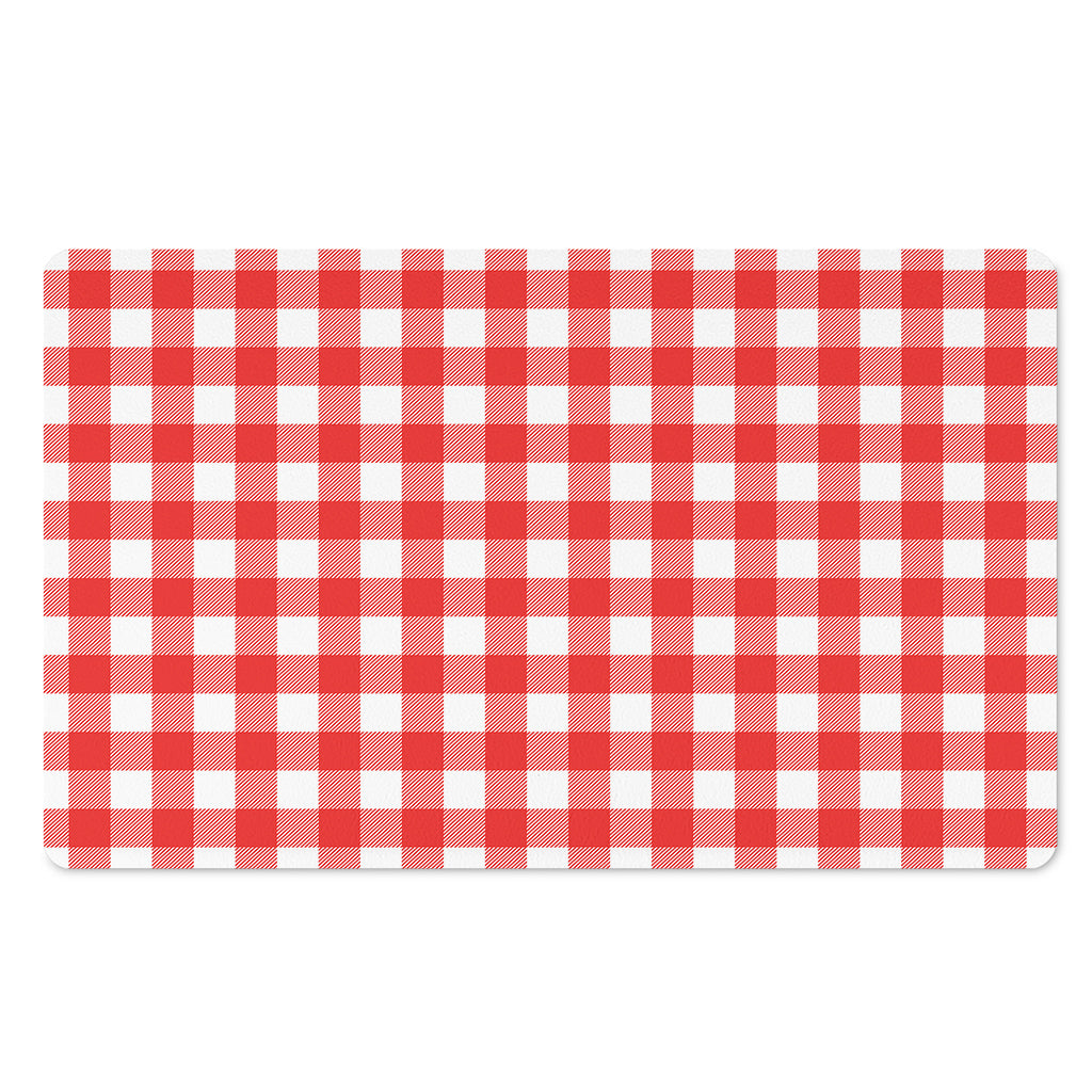 Red And White Buffalo Check Print Polyester Doormat