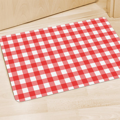 Red And White Buffalo Check Print Polyester Doormat