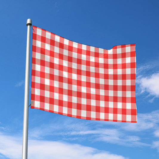 Red And White Buffalo Check Print Polyester Flag