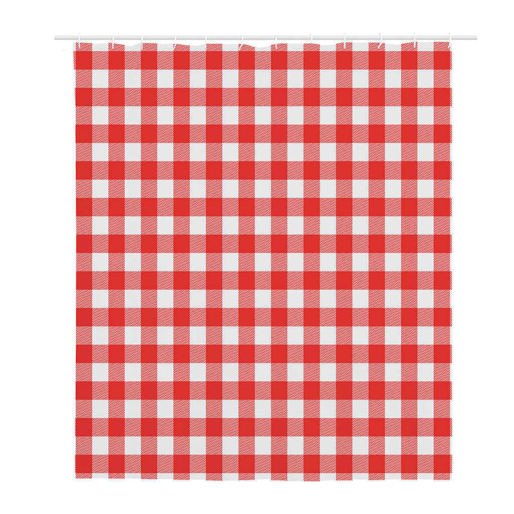 Red And White Buffalo Check Print Polyester Shower Curtain