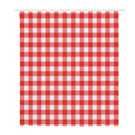 Red And White Buffalo Check Print Polyester Shower Curtain