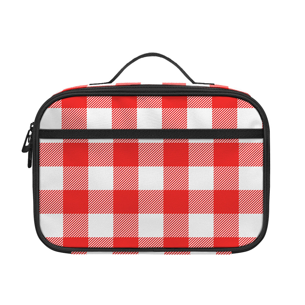 Red And White Buffalo Check Print Portable Lunch Bag