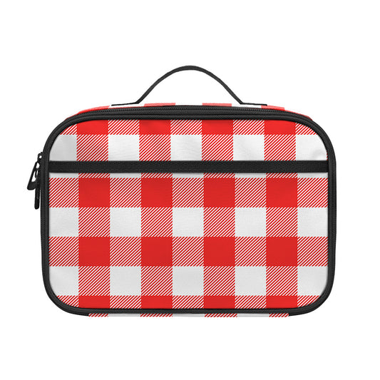 Red And White Buffalo Check Print Portable Lunch Bag