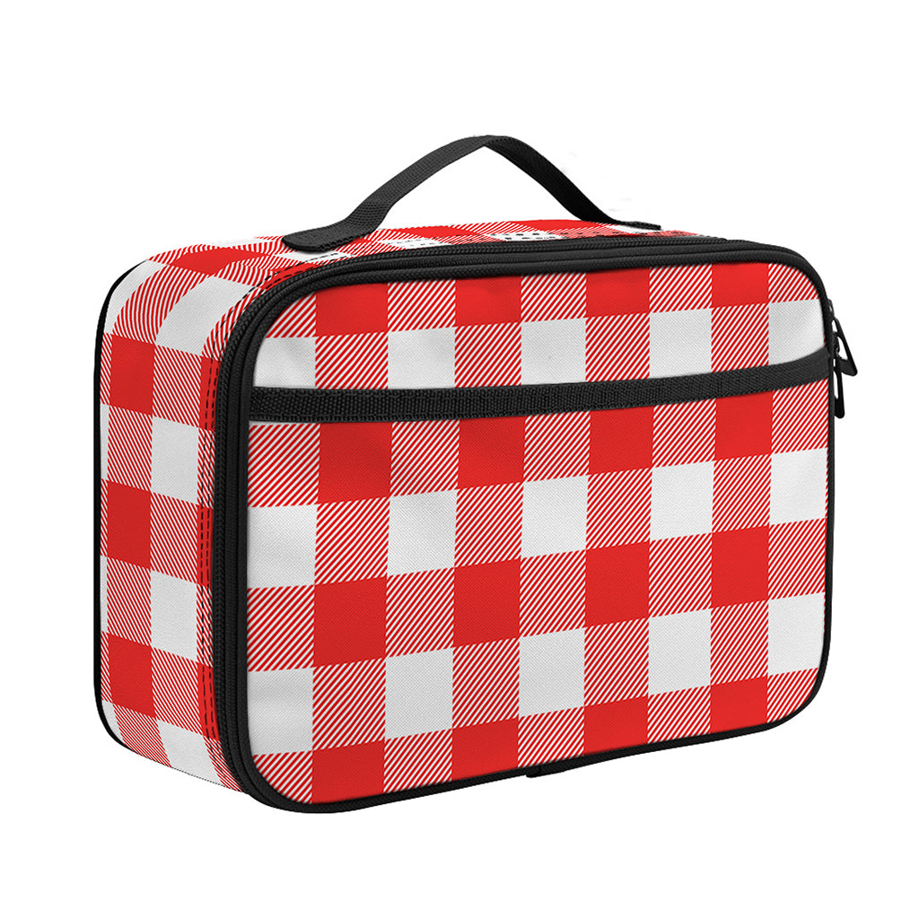 Red And White Buffalo Check Print Portable Lunch Bag