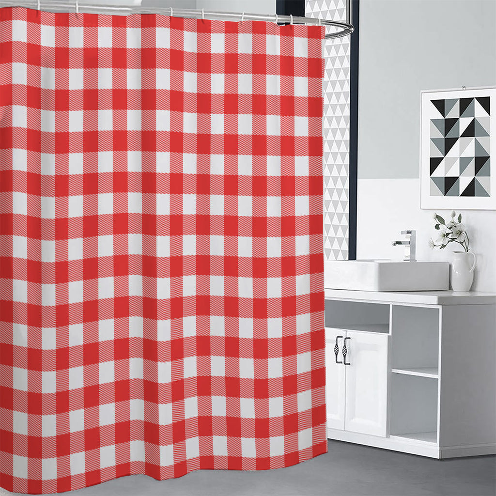 Red And White Buffalo Check Print Premium Shower Curtain