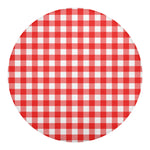 Red And White Buffalo Check Print Round Blanket