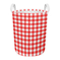 Red And White Buffalo Check Print Round Laundry Basket