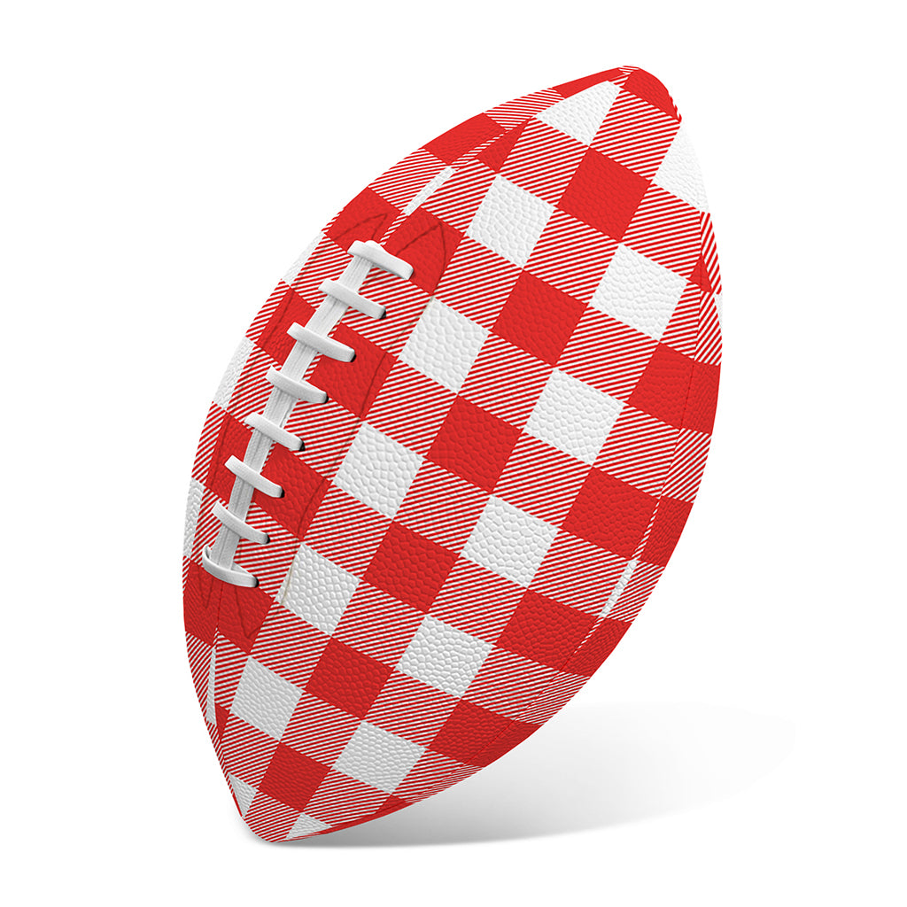 Red And White Buffalo Check Print Rugby Ball
