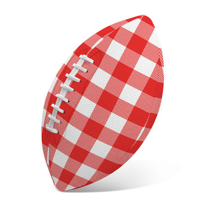Red And White Buffalo Check Print Rugby Ball