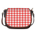 Red And White Buffalo Check Print Saddle Bag