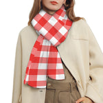 Red And White Buffalo Check Print Scarf