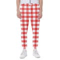 Red And White Buffalo Check Print Joggers