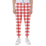 Red And White Buffalo Check Print Scuba Joggers