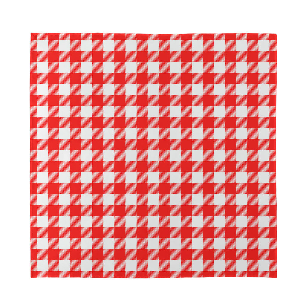 Red And White Buffalo Check Print Silk Bandana