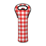 Red And White Buffalo Check Print Single Neoprene Wine Tote