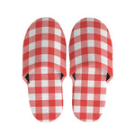 Red And White Buffalo Check Print Slippers