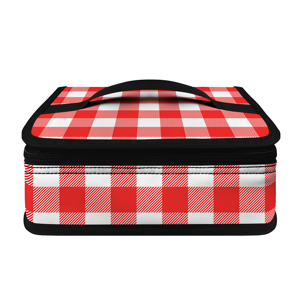 Red And White Buffalo Check Print Small Lunch Bag