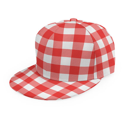 Red And White Buffalo Check Print Snapback Cap