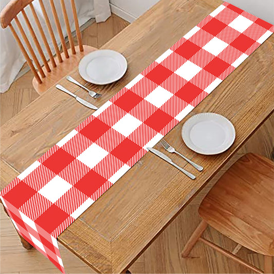 Red And White Buffalo Check Print Table Runner