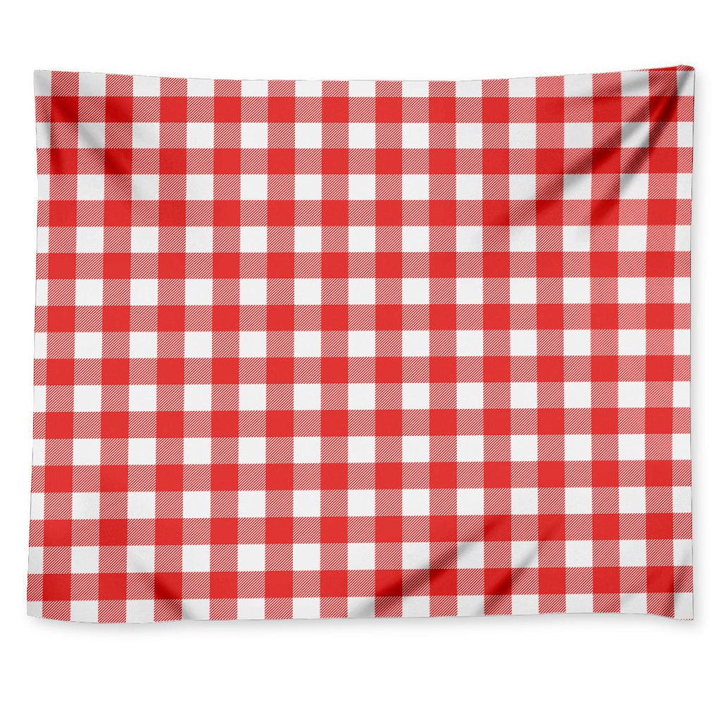 Red And White Buffalo Check Print Tapestry