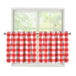 Red And White Buffalo Check Print Tier Curtains