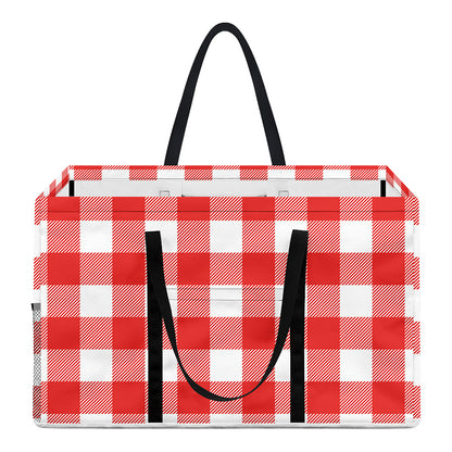 Red And White Buffalo Check Print Utility Tote Bag