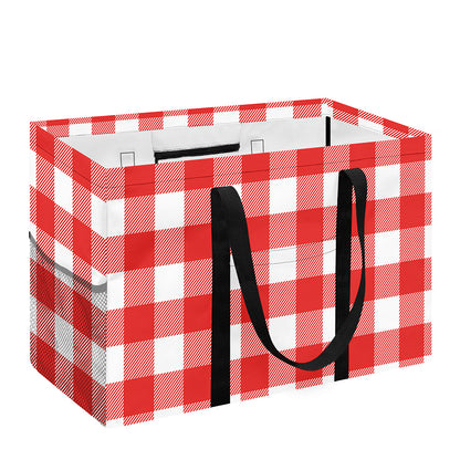 Red And White Buffalo Check Print Utility Tote Bag