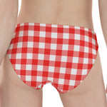 Red And White Buffalo Check Print Women's Panties