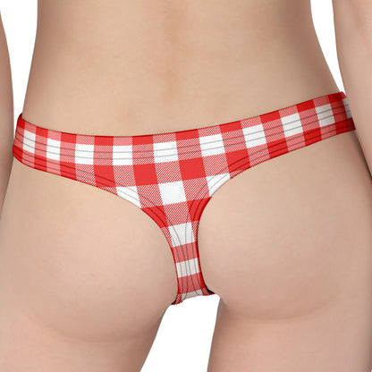 Red And White Buffalo Check Print Women's Thong