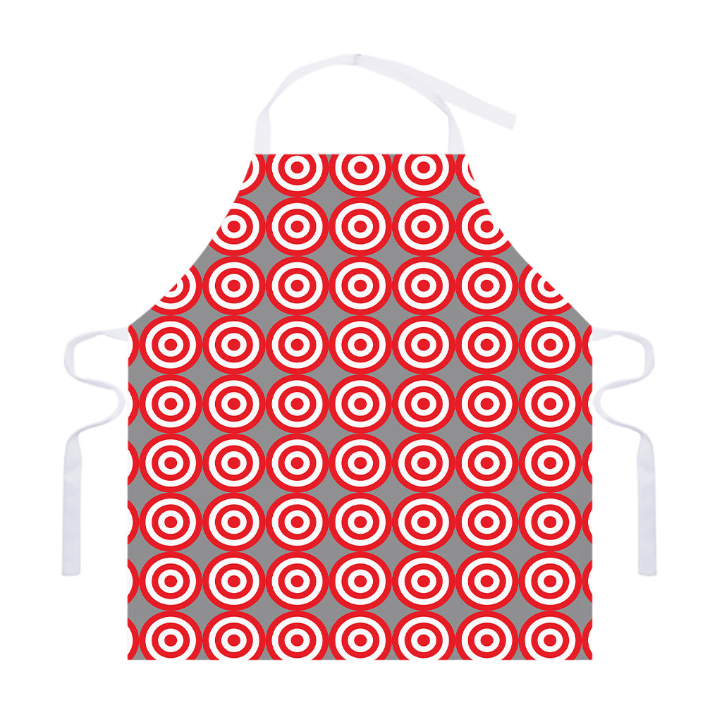 Red And White Bullseye Target Print Adjustable Apron