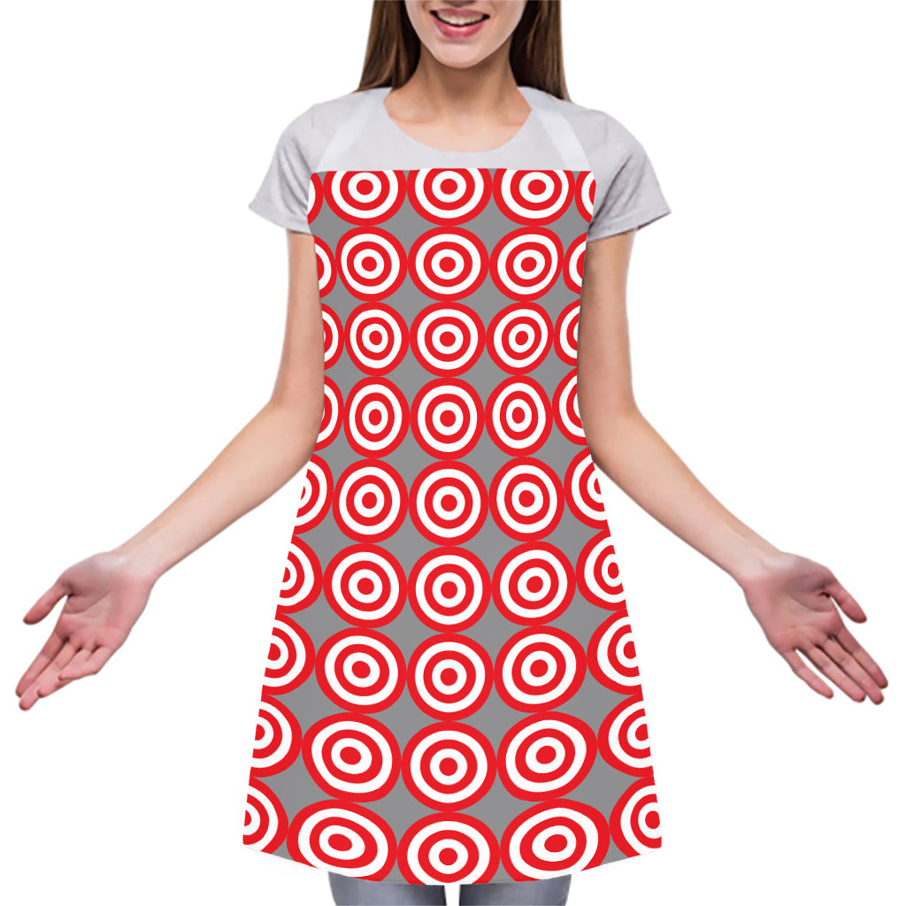 Red And White Bullseye Target Print Adjustable Apron