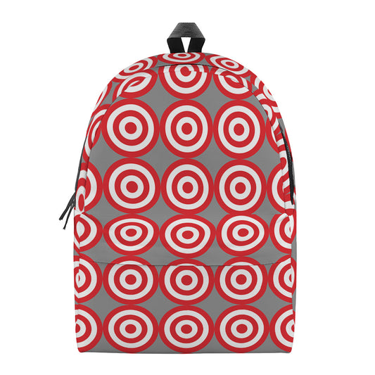 Red And White Bullseye Target Print Backpack